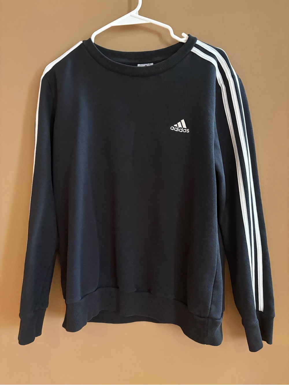 adidas Black Crewneck Sweatshirt with White Sleeve Stripes
